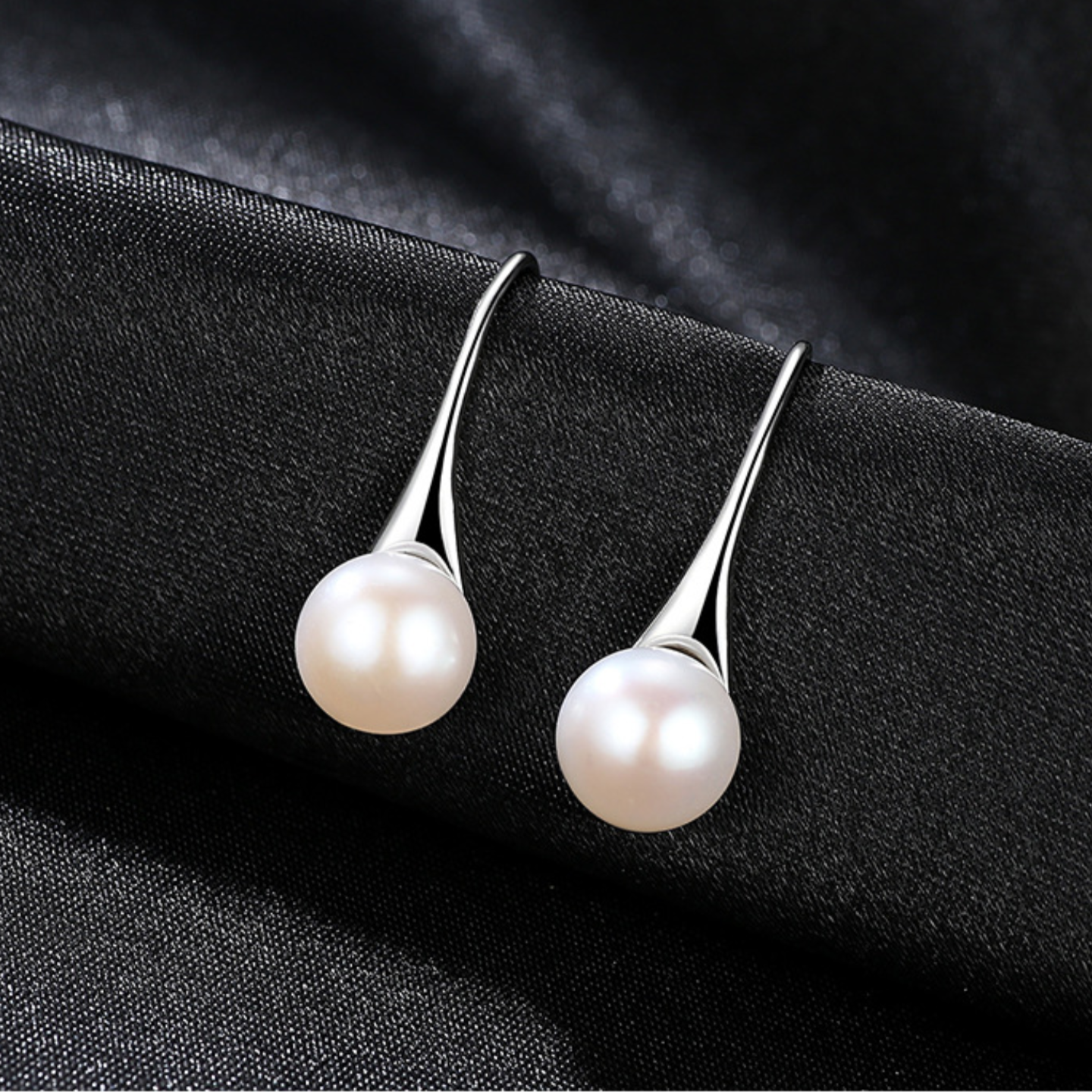 S925 Sterling Silver Dual Pearl Earrings – Gray & White