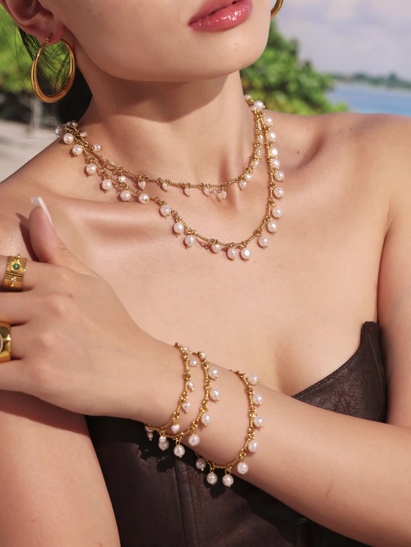 Shell Pearl Tassel Jewelry Set